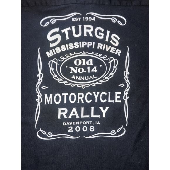 Red KAP 2008 Sturgis Biker Black Short Sleeve Button Up Shirt Men's Sz Large - Picture 5 of 9